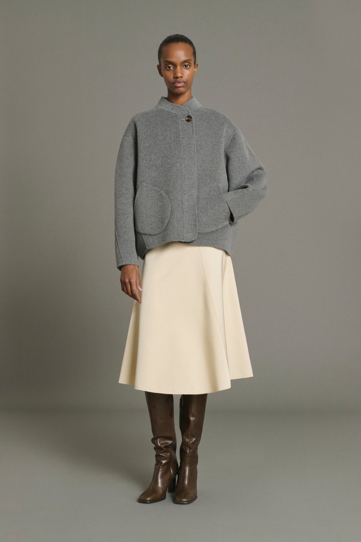 Windsor coat - Light Grey - Wool - Women vue 4
