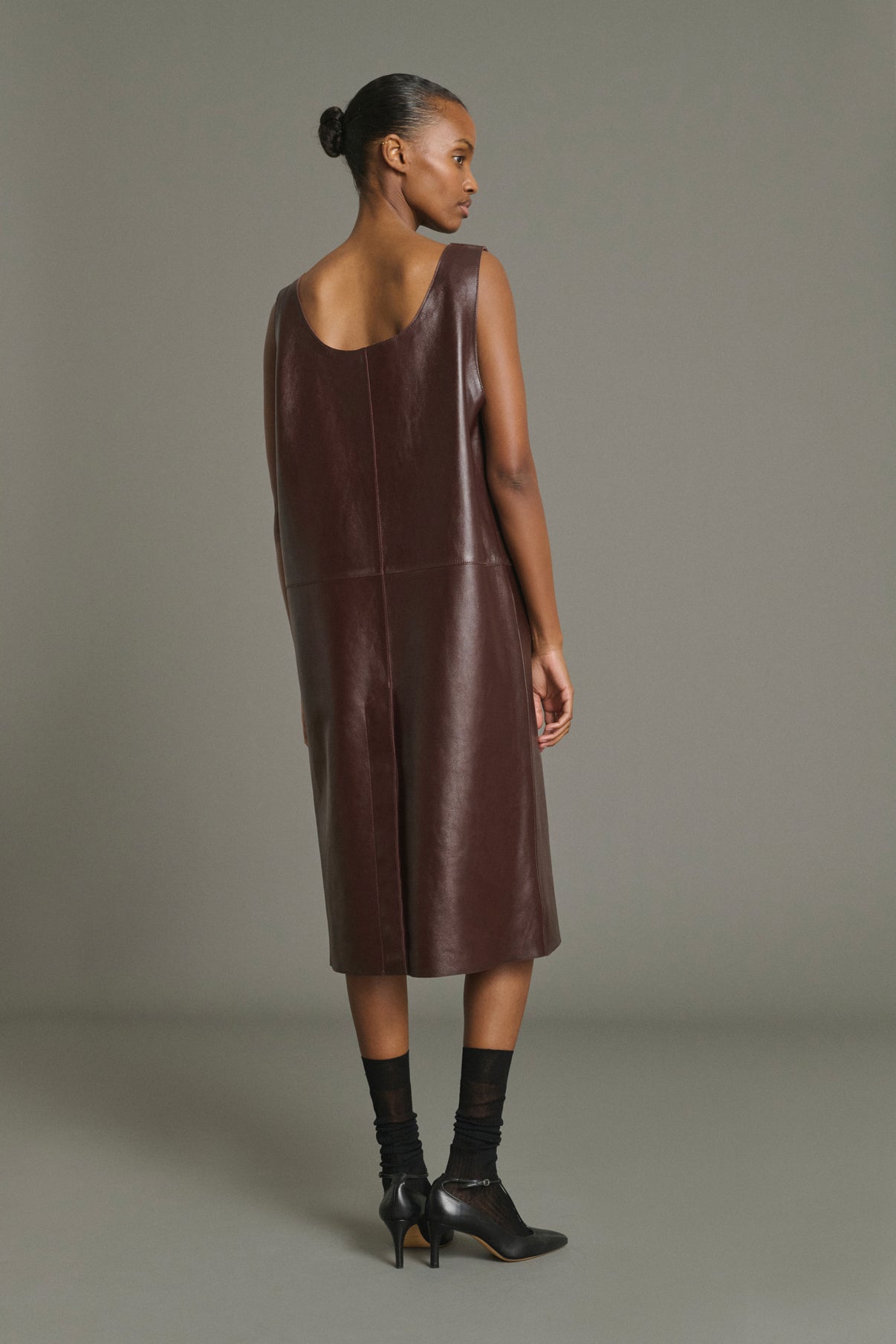 Robe Joa - Bordeaux - Cuir - Femme vue 2