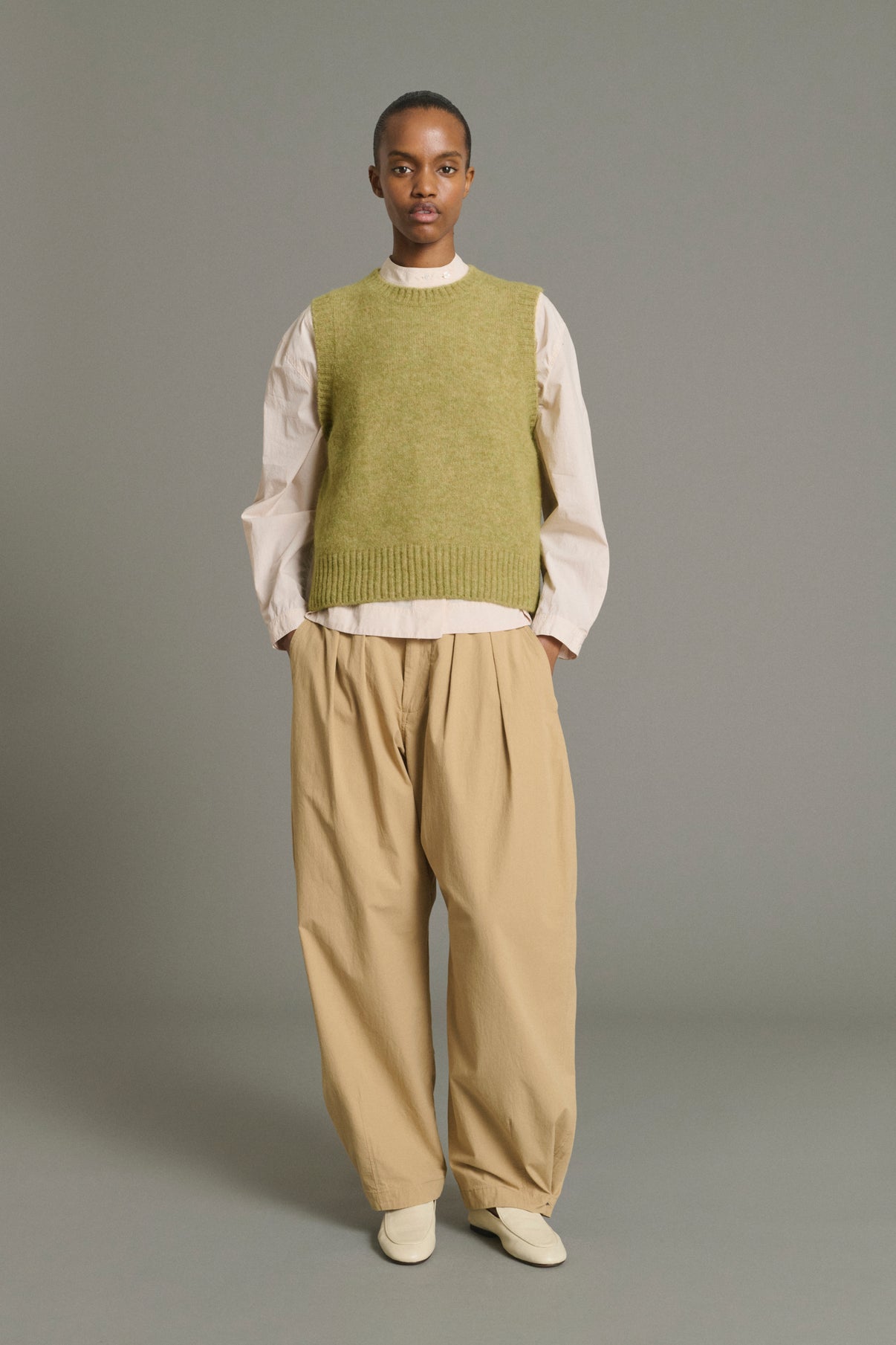 Pull Namaste - Sauge - Laine - Femme vue 1