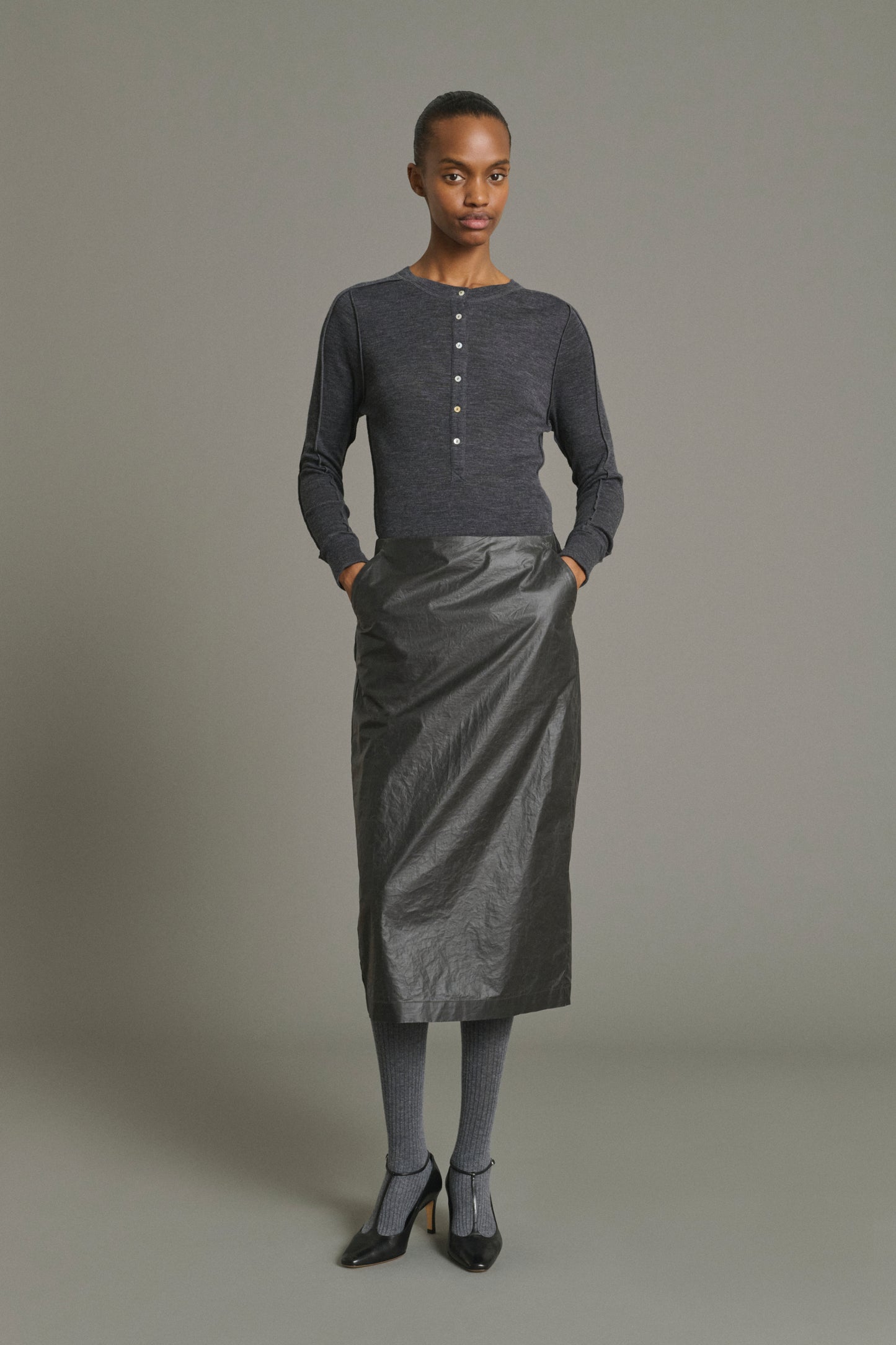 T-Shirt Laos - Anthracite Grey - Wool - Women