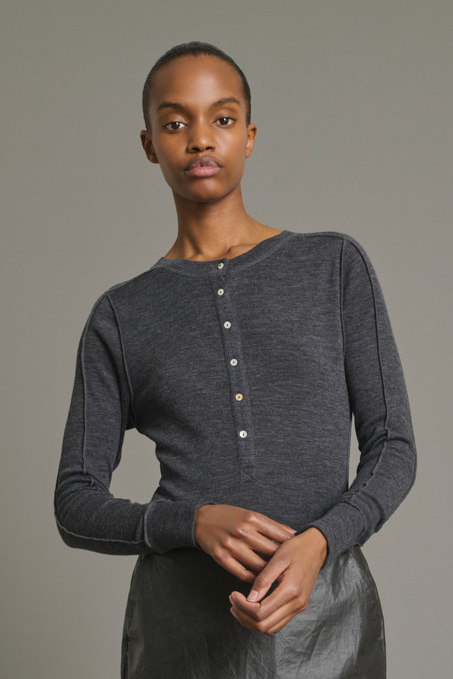 T-Shirt Laos - Anthracite Grey - Wool - Women