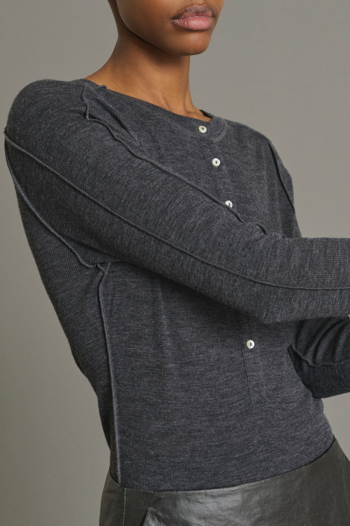 T-Shirt Laos - Anthracite Grey - Wool - Women vue 5