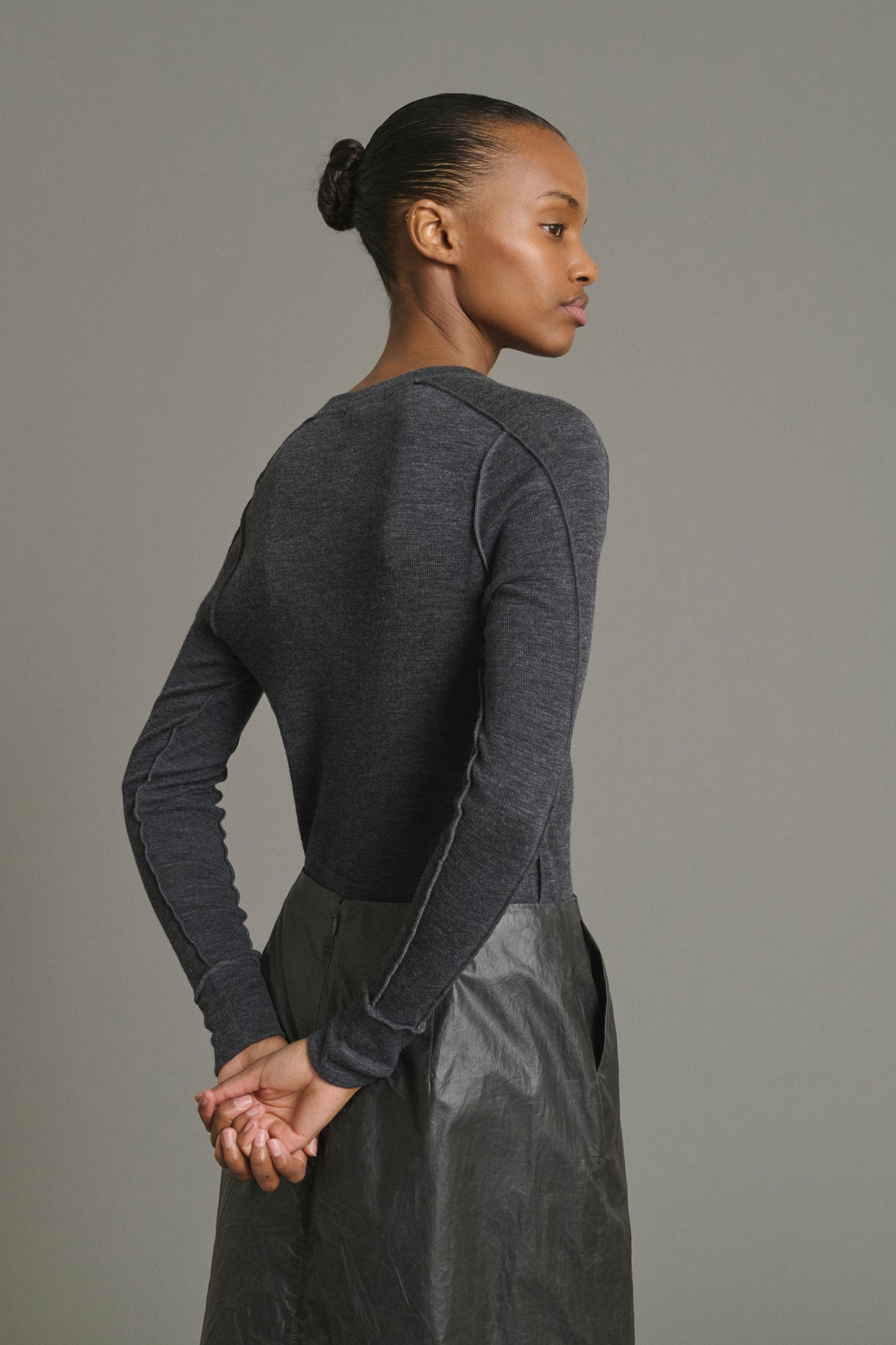 T-Shirt Laos - Anthracite Grey - Wool - Women