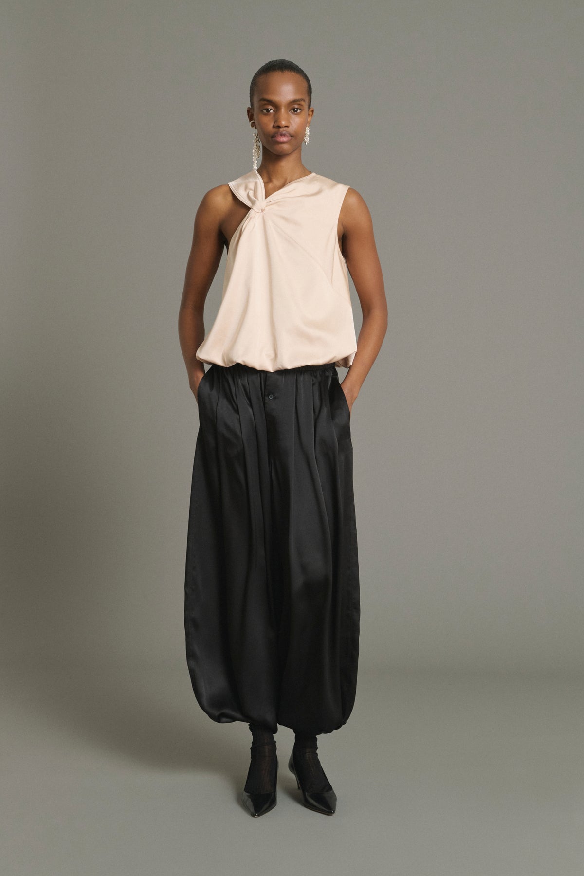 Pantalon Leopold - Noir - Soie - Femme vue 1