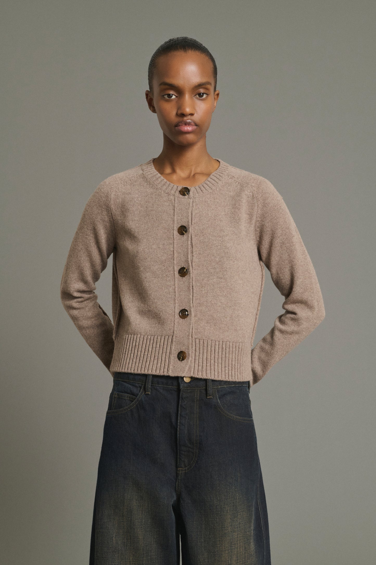 Virginia Cardigan - Beige Marl - Merino Wool - Women