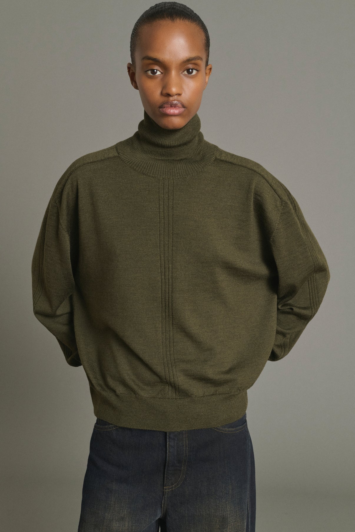Pull Nord - Kaki Foncé - Laine Mérinos - Femme vue 3