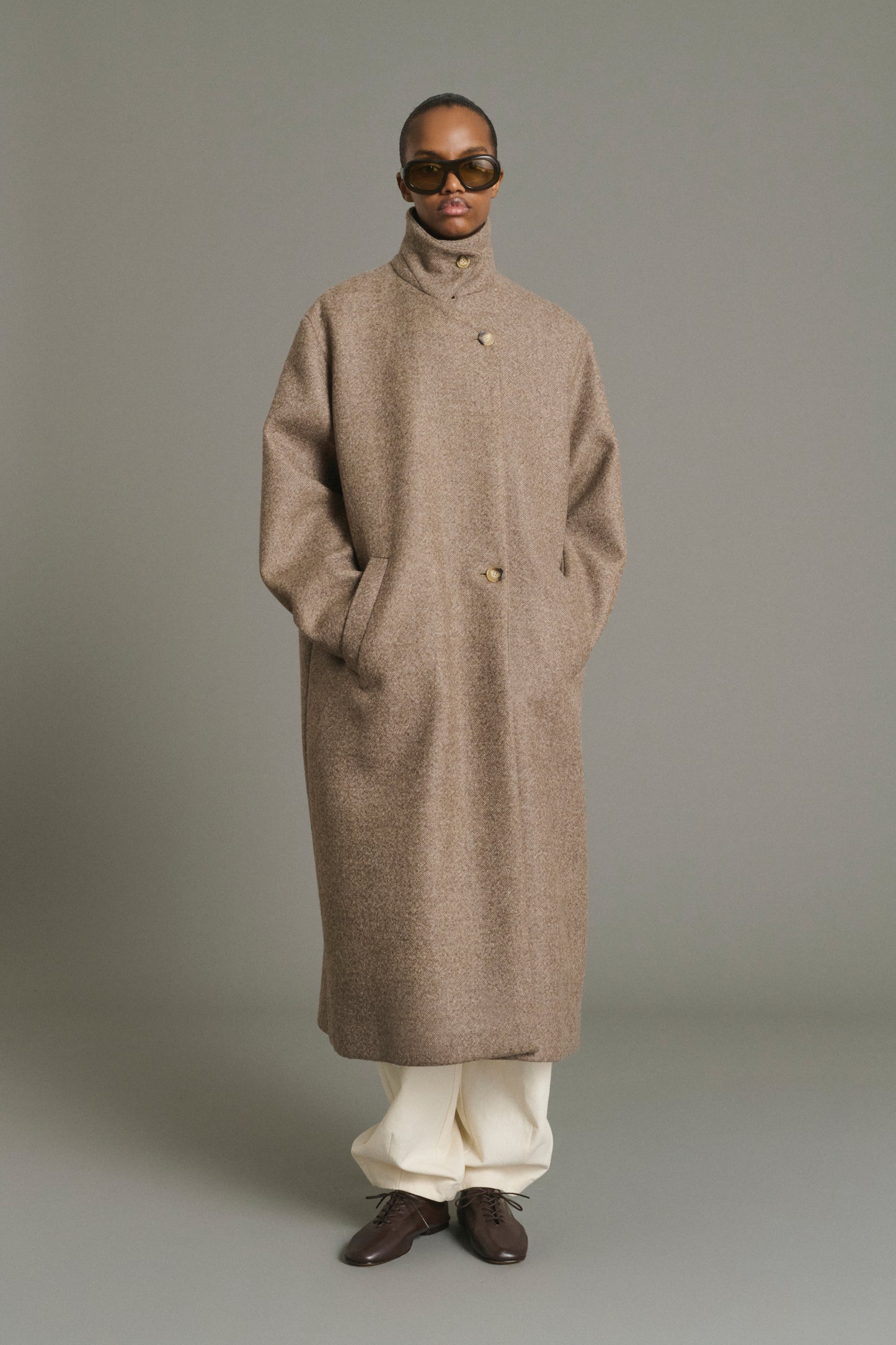 Germain Coat - Taupe - Wool - Women