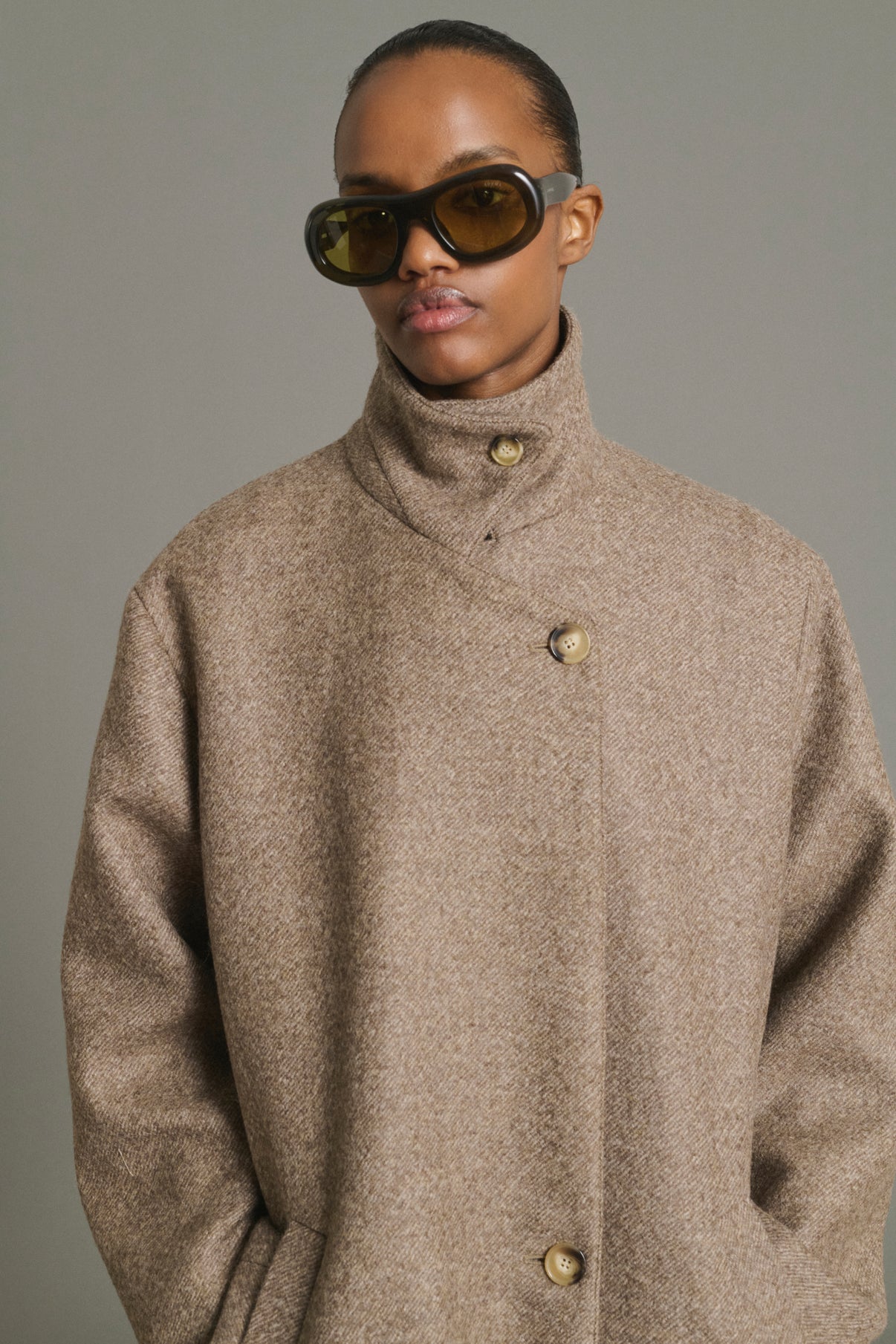 Germain Coat - Taupe - Wool - Women vue 3