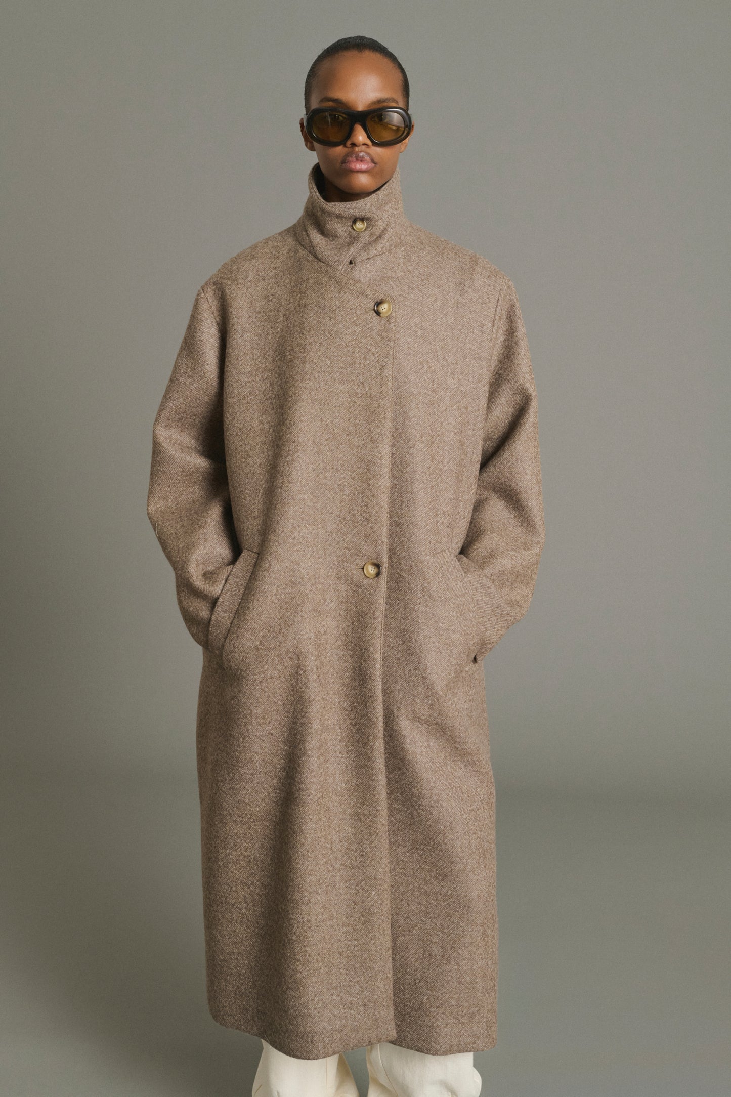 Germain Coat - Taupe - Wool - Women