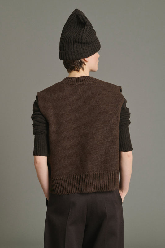 Cardigan Kalyanee - Chocolat - Laine - Femme