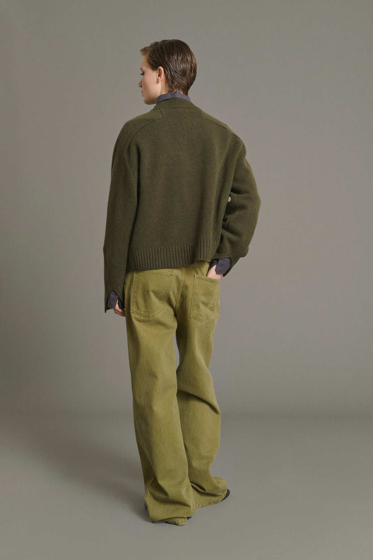 Pull Will - Kaki Chiné - Laine Mérinos - Femme vue 2