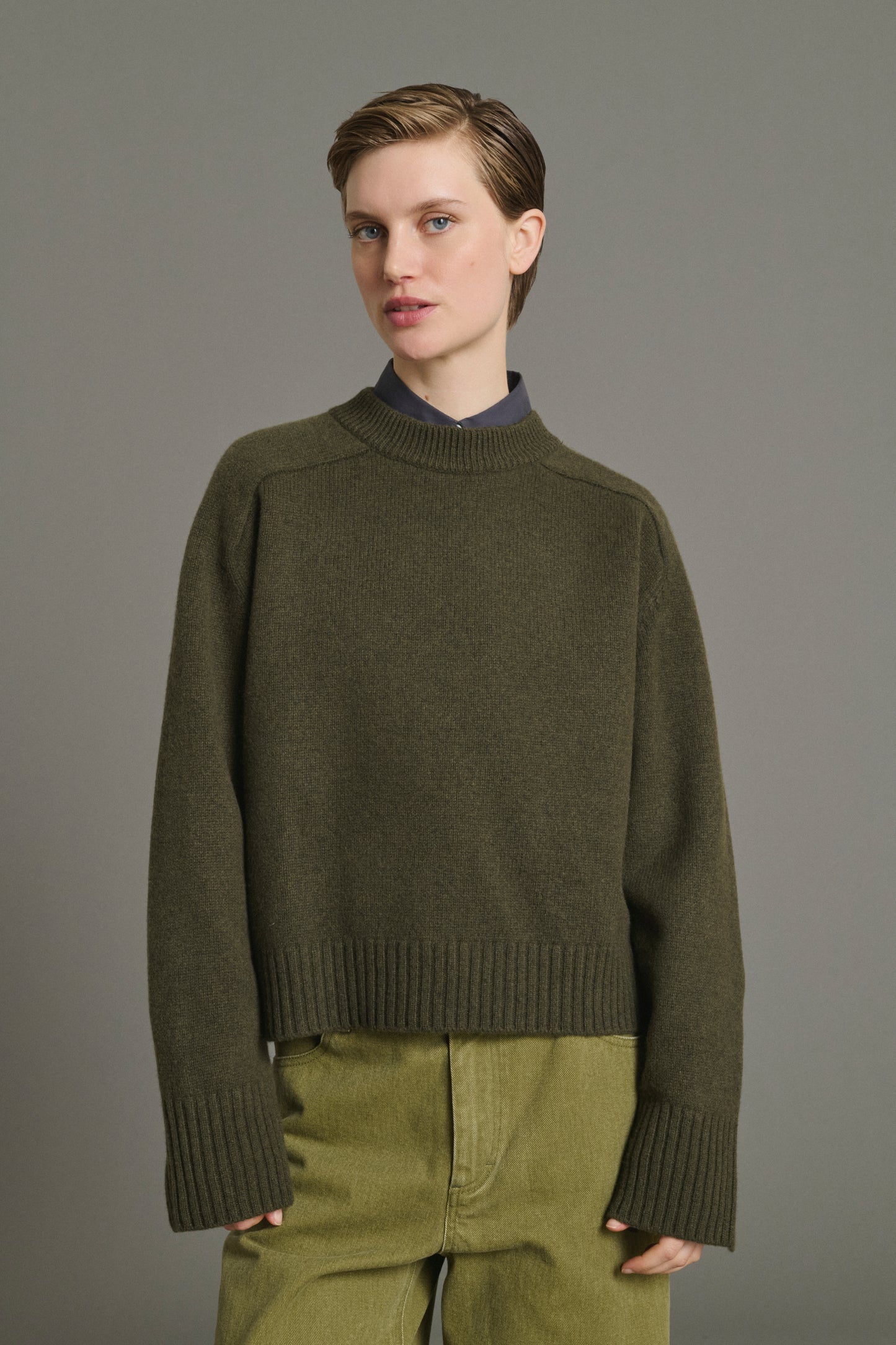 Pull Will - Kaki Chiné - Laine Mérinos - Femme