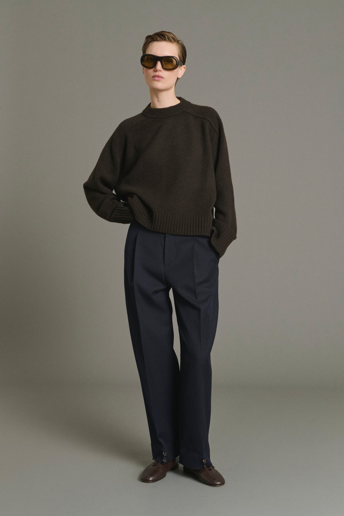 Felix Trousers - Navy Wool Pleated Women's - Soeur vue 5