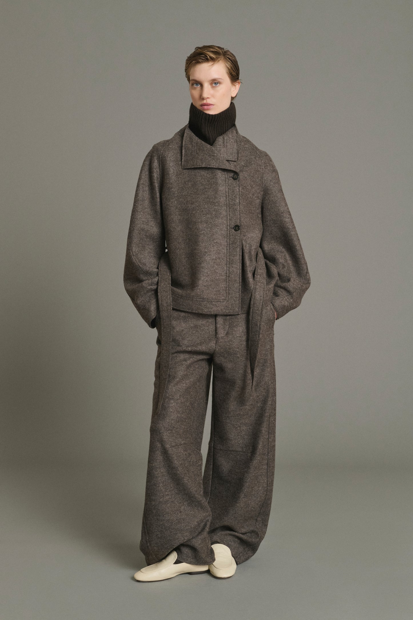 Jacket Theia - Chiné Taupe - Wool - Women