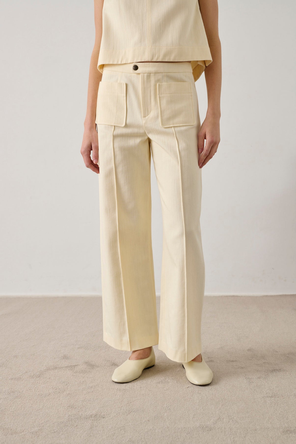 Harry Trousers - Ecru - Cotton - Women vue 2