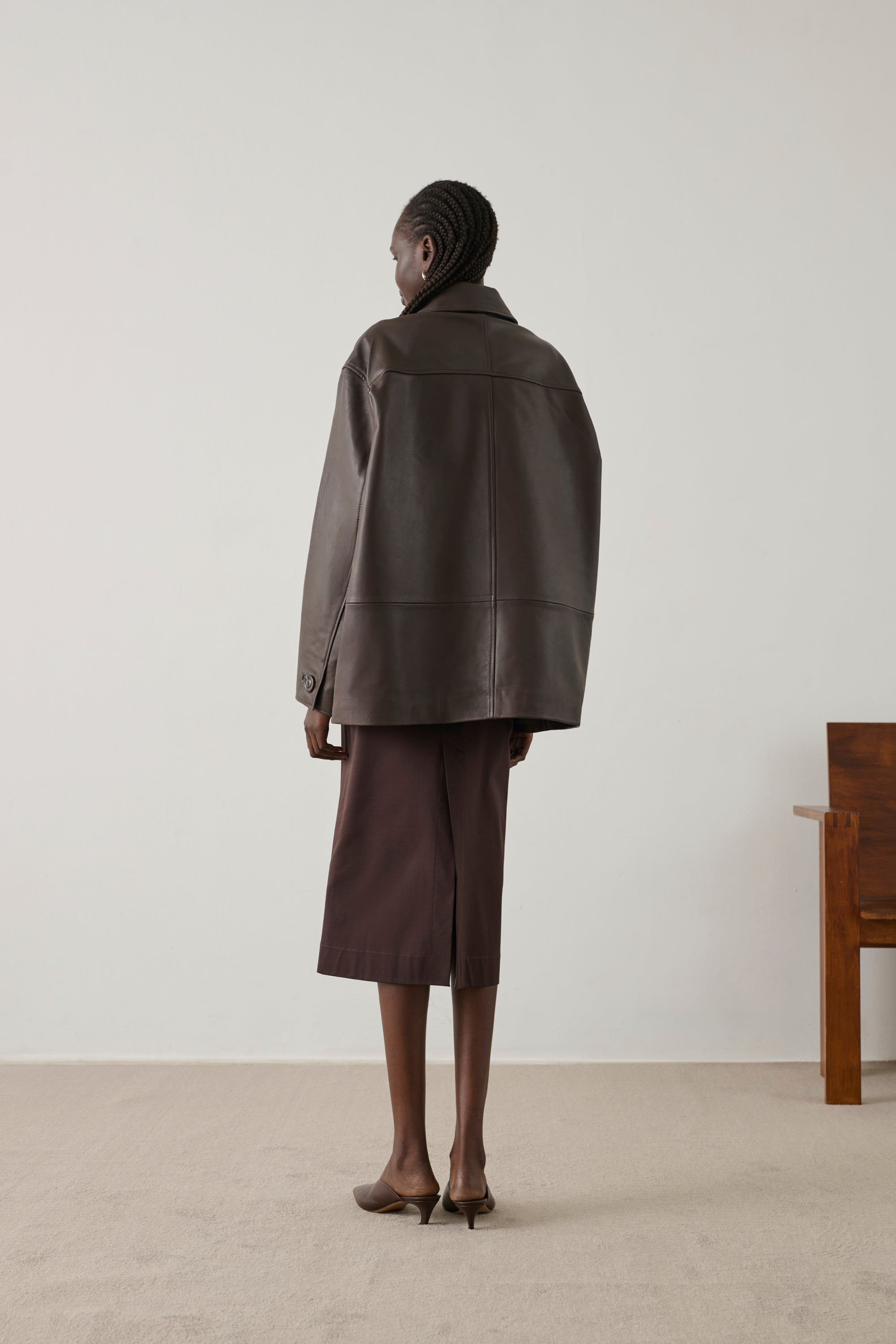 Vincenzo Jacket - Taupe Smooth Leather Women's - Soeur