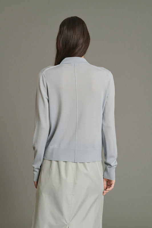 Cardigan Hailey - Bleu Pâle - Laine Mérinos - Femme