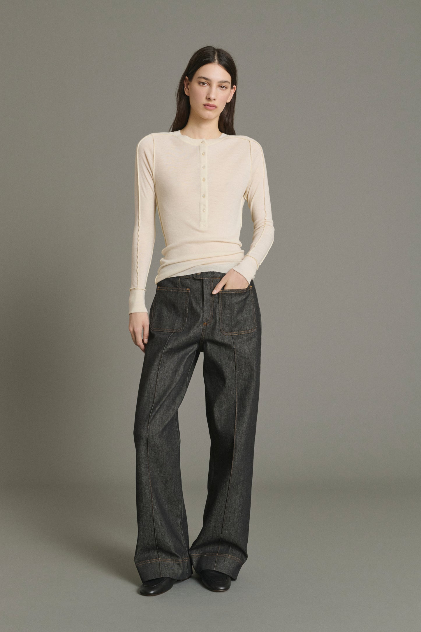 Jean Harry - Denim Brut Noir Évasé Femme - Soeur