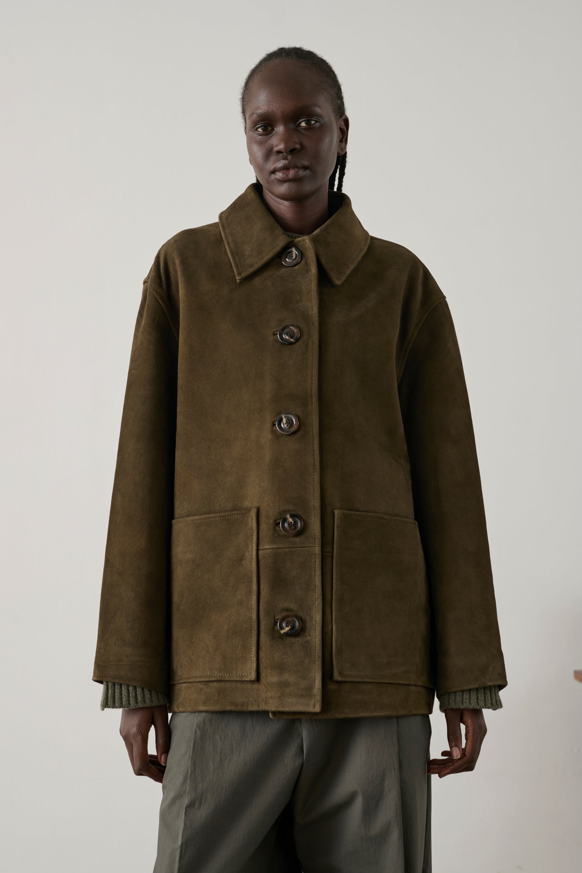 BETWEENAND Wool Jacket ウィッシュコア 平成女児 Jacket Vincenzo - Dark Khaki Leather Women - Soeur