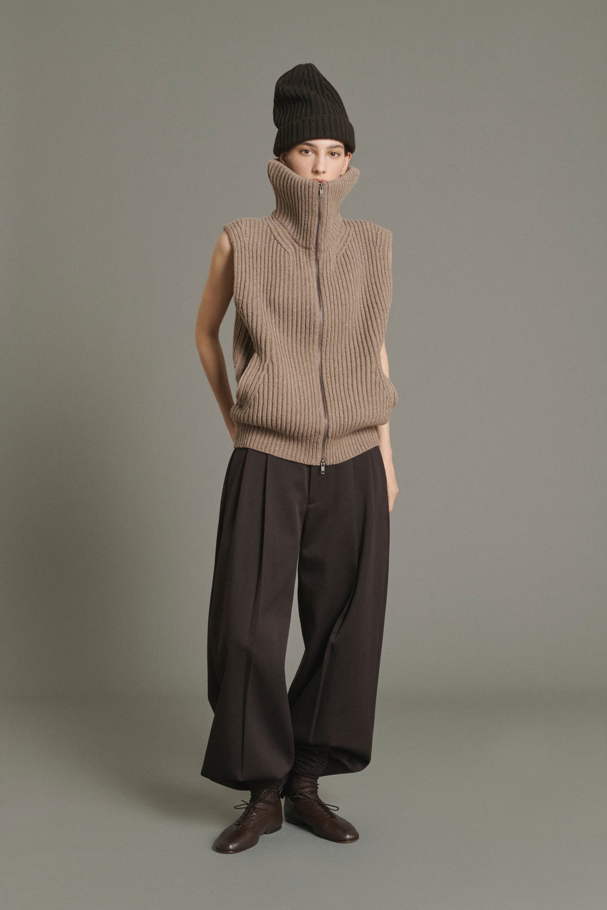 Jacket Kristen - Beige Chiné - Merino Wool - Women vue 3