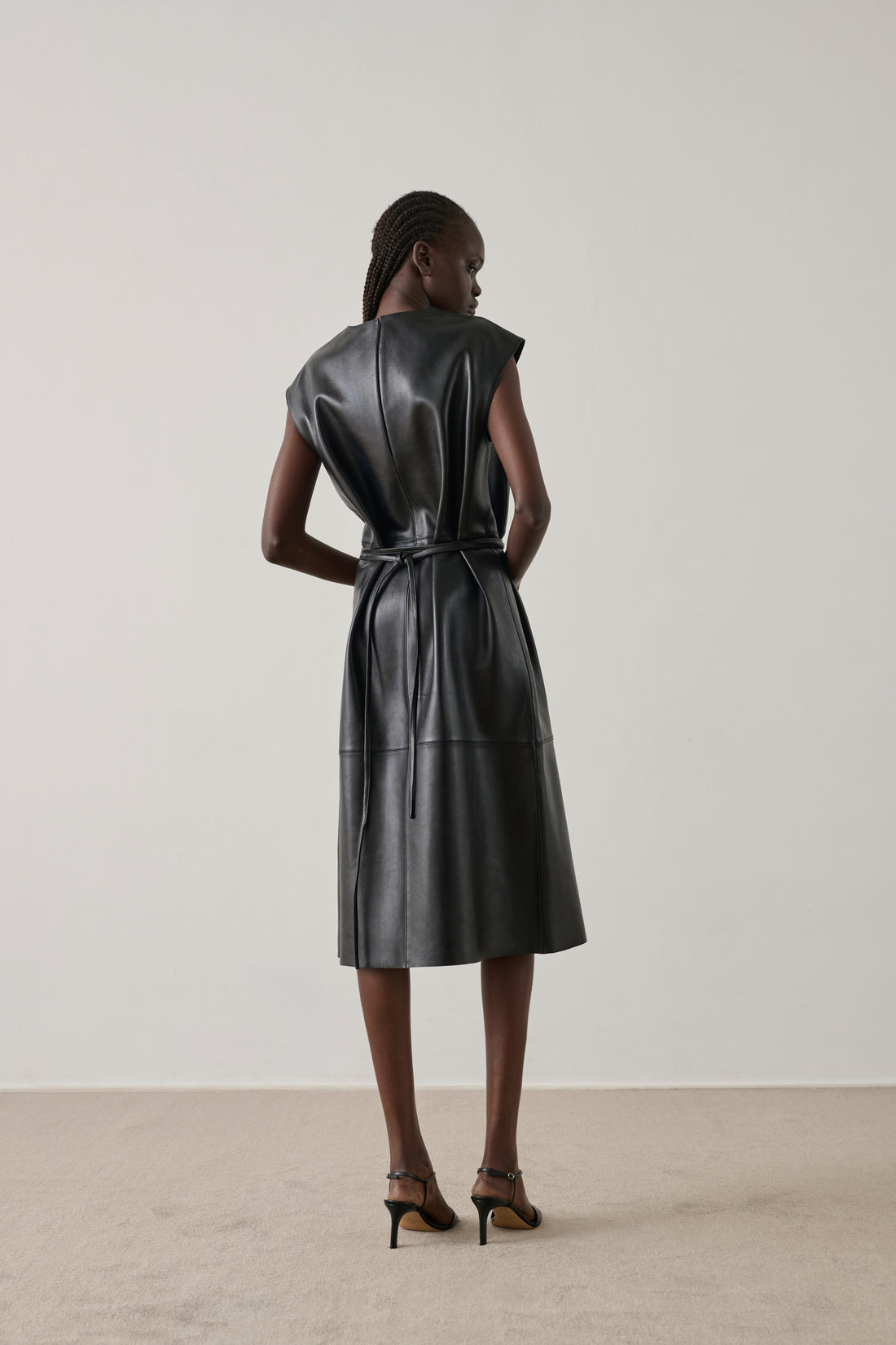 Sofia Dress - Black Lambskin Minimal