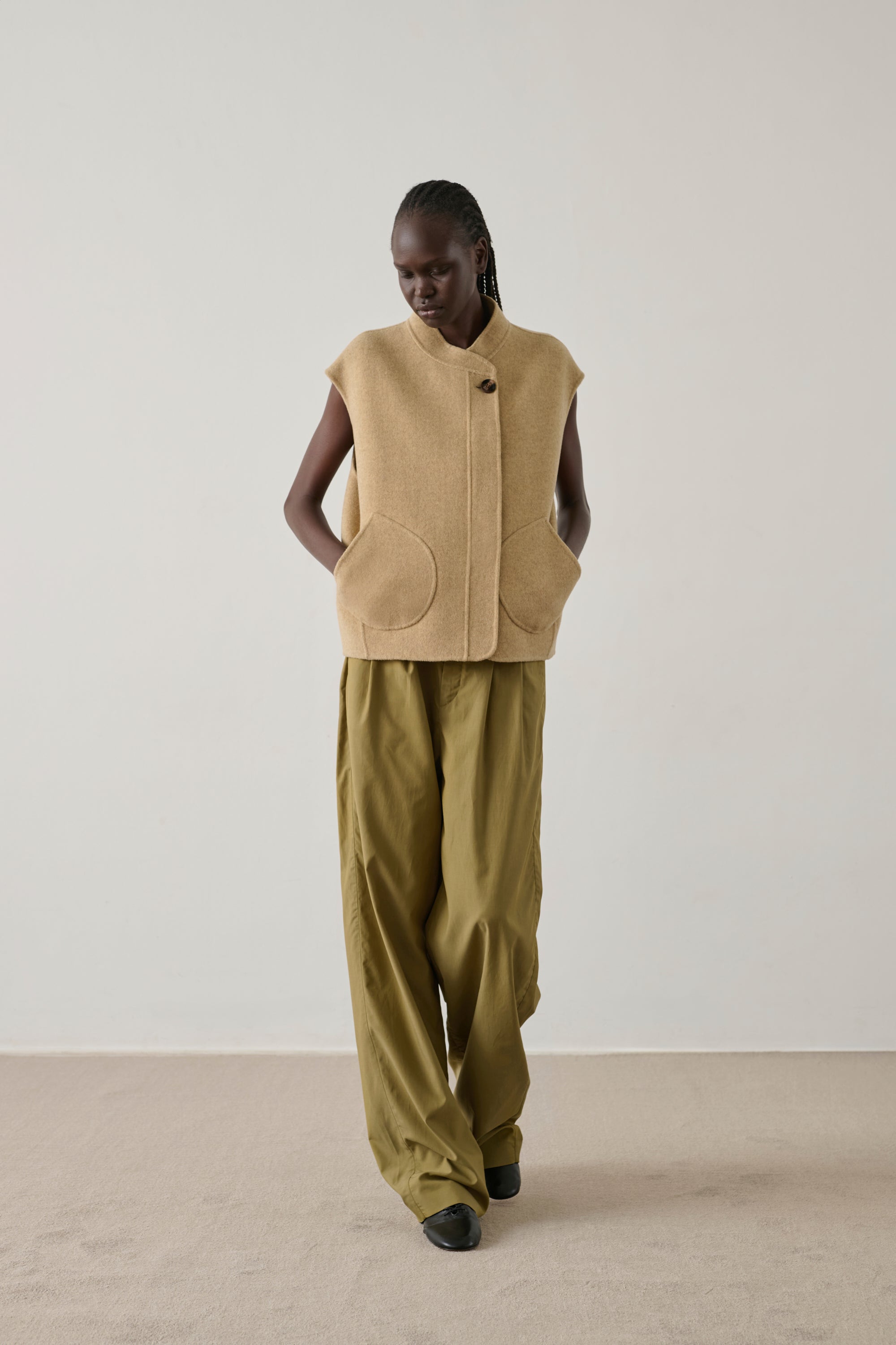 Adeline Vest - Beige Heather Wool Women's - Soeur