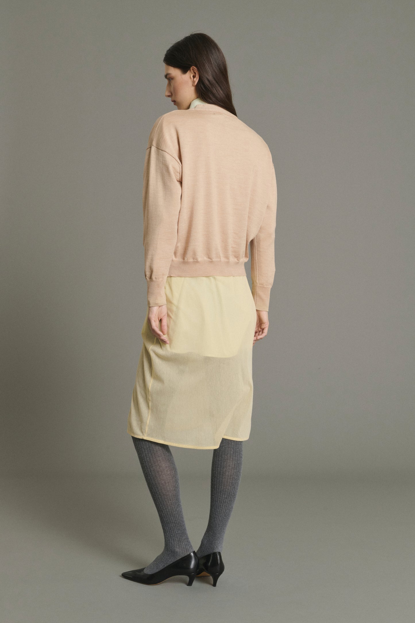Cardigan Idem - Beige Rosé - Laine Mérinos - Femme