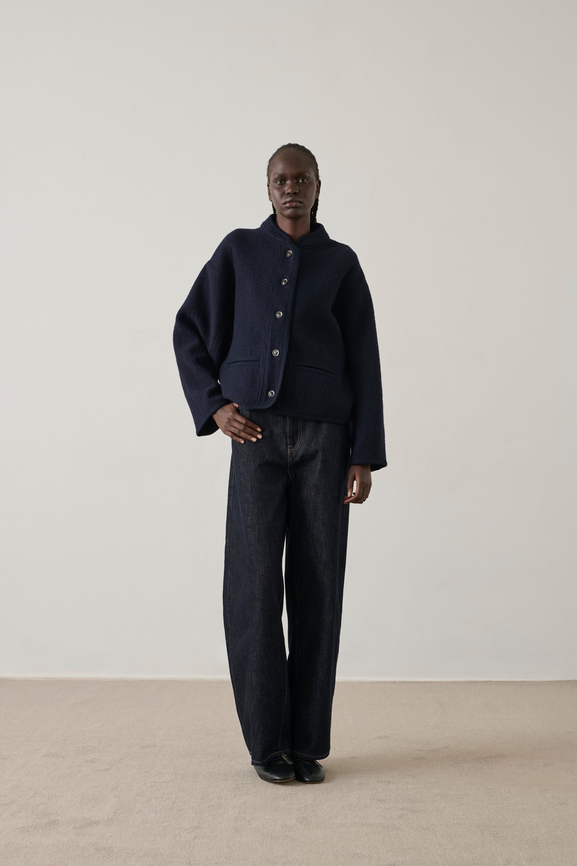 Olympe Jacket - Navy Thick Wool Women's - Soeur Olympe Jacket - Navy Thick Wool Women's - Soeur