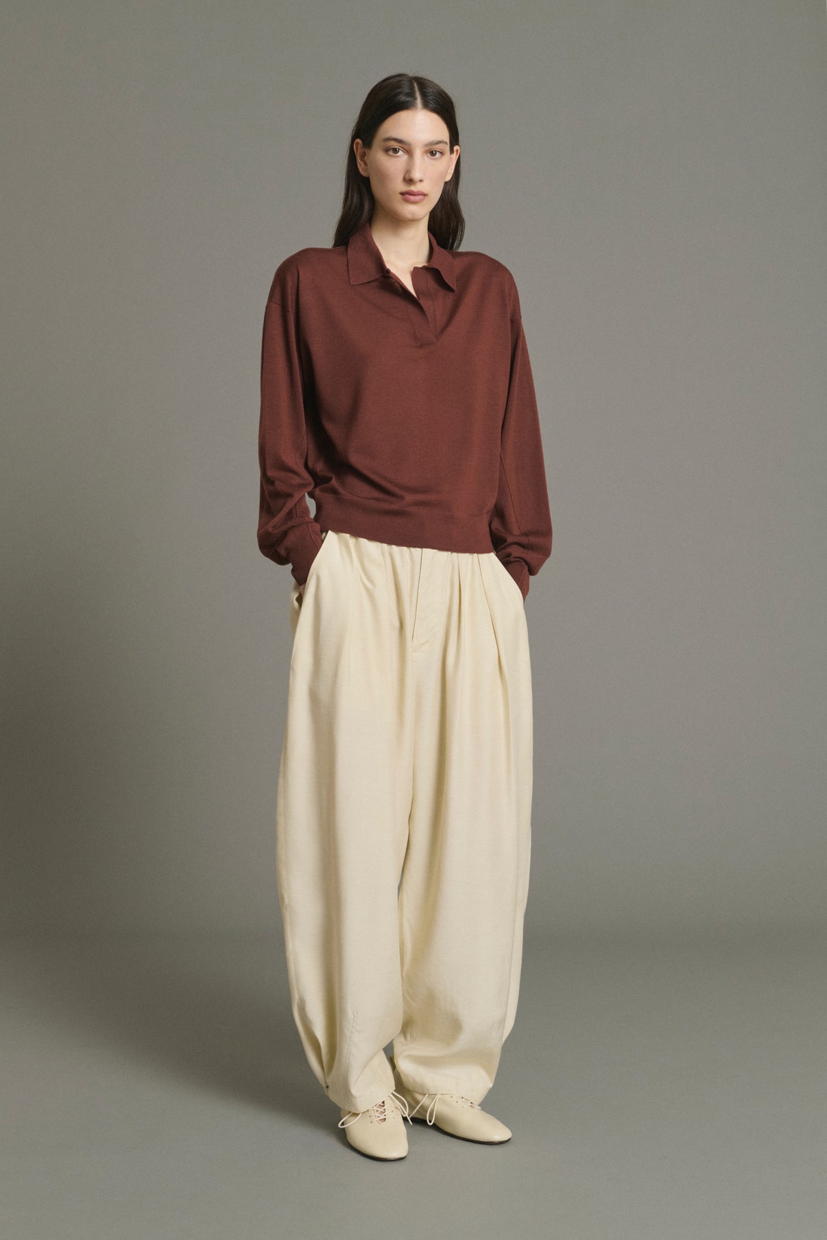 Pull Fleming - Acajou - Laine Mérinos - Femme vue 1
