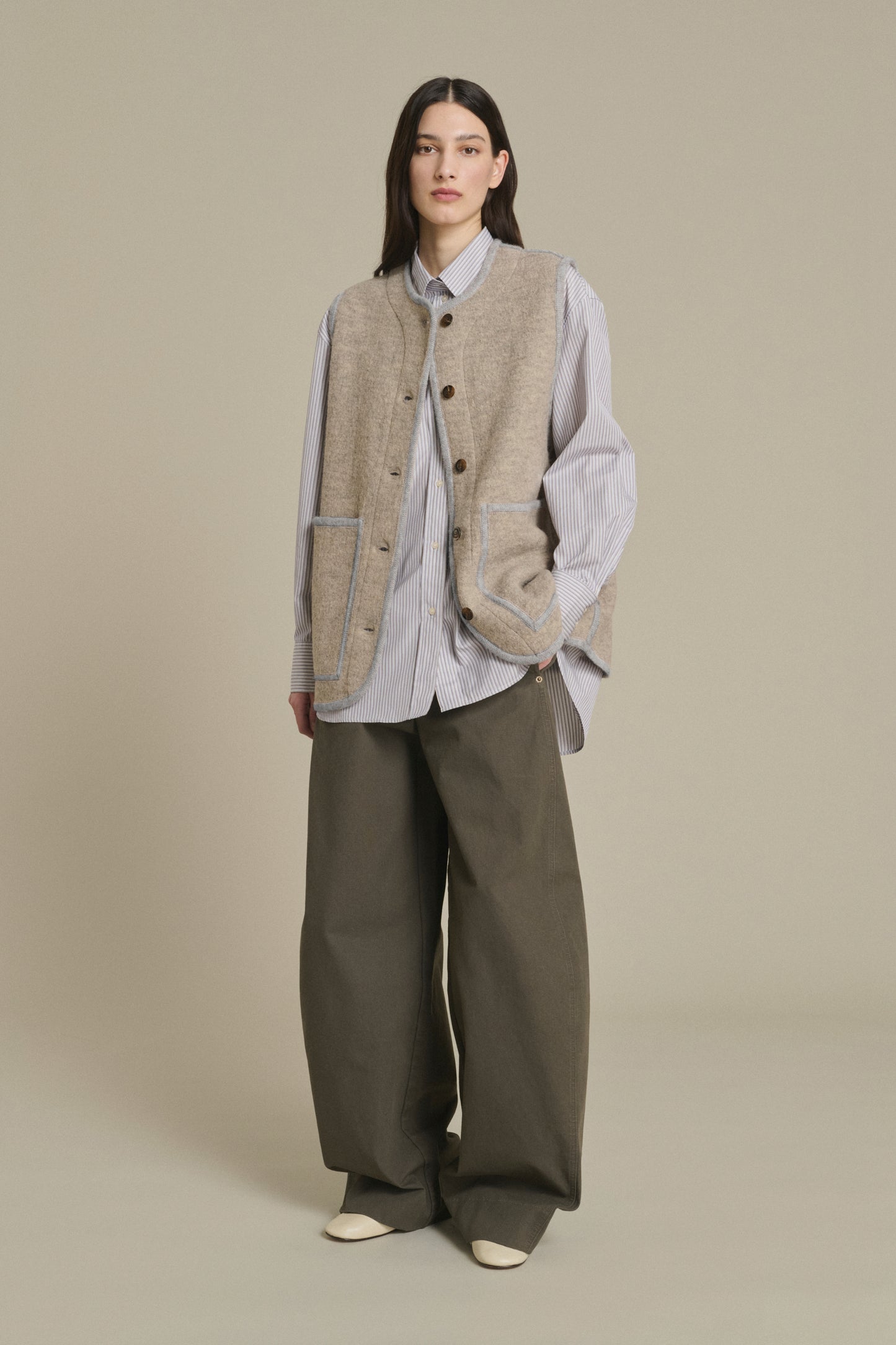 Chicago Jacket - Beige/Grey - Wool - Women