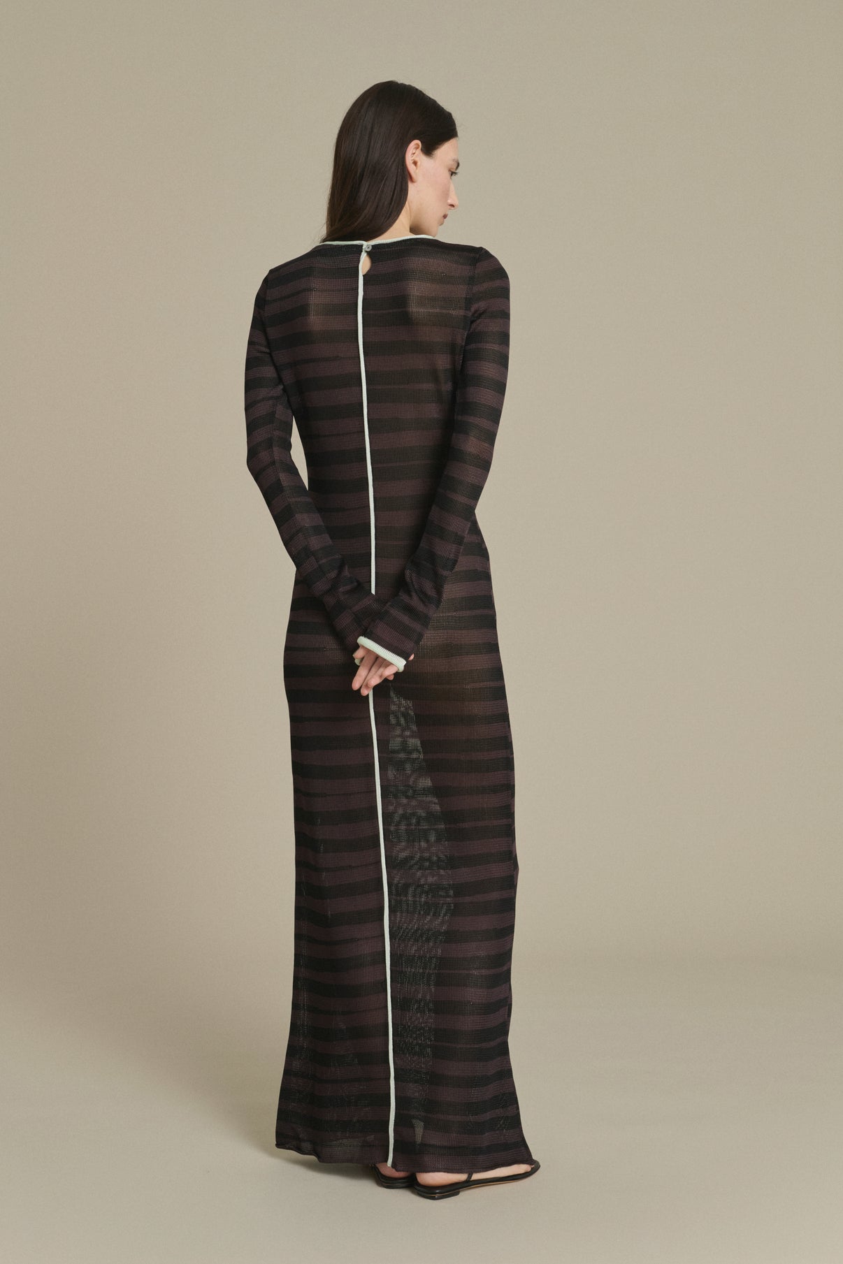 Momo long striped chocolate and black dress Soeur & TL180 - Soeur vue 2
