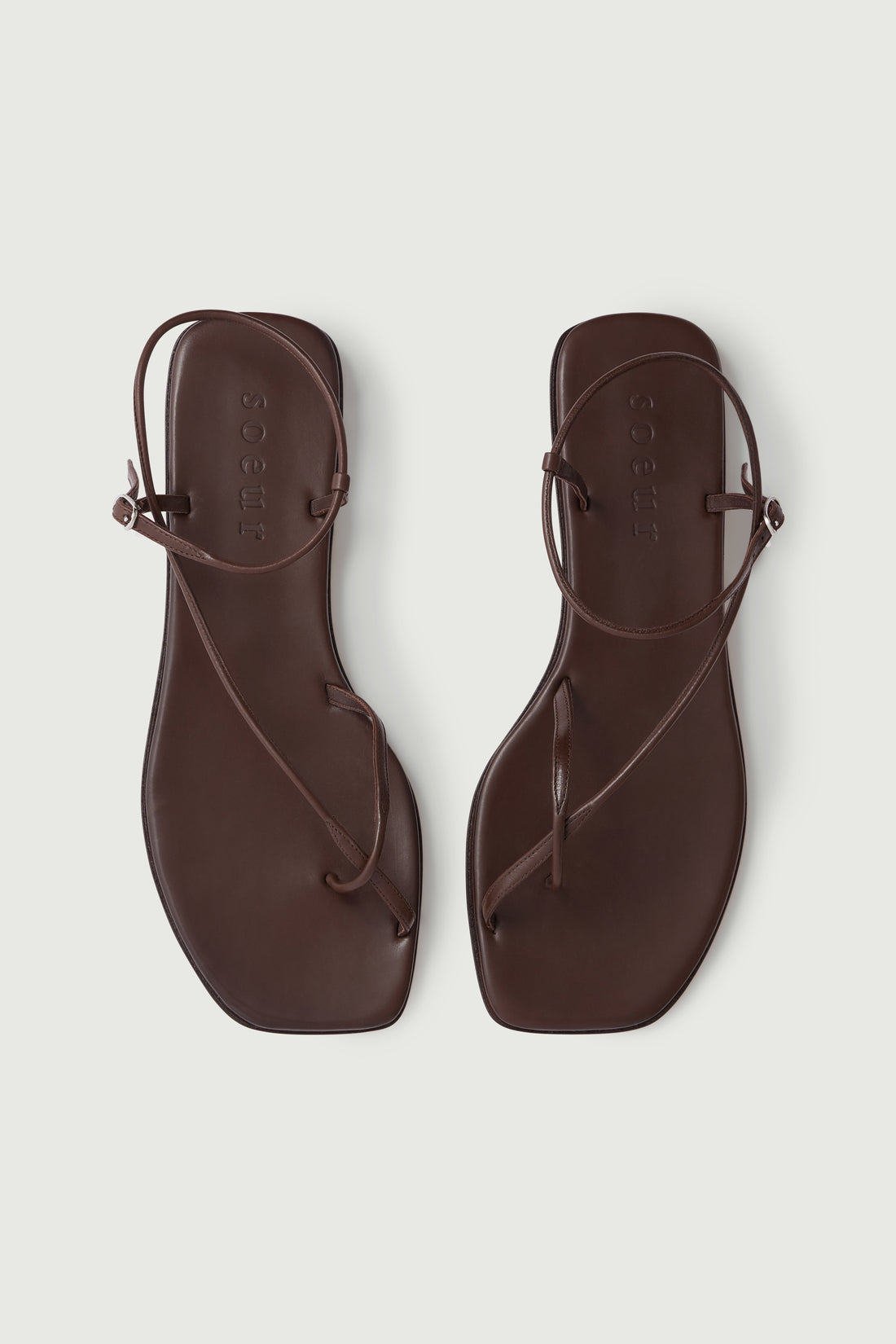 Rosalie Sandals - Brown Leather Flat Women's - Soeur