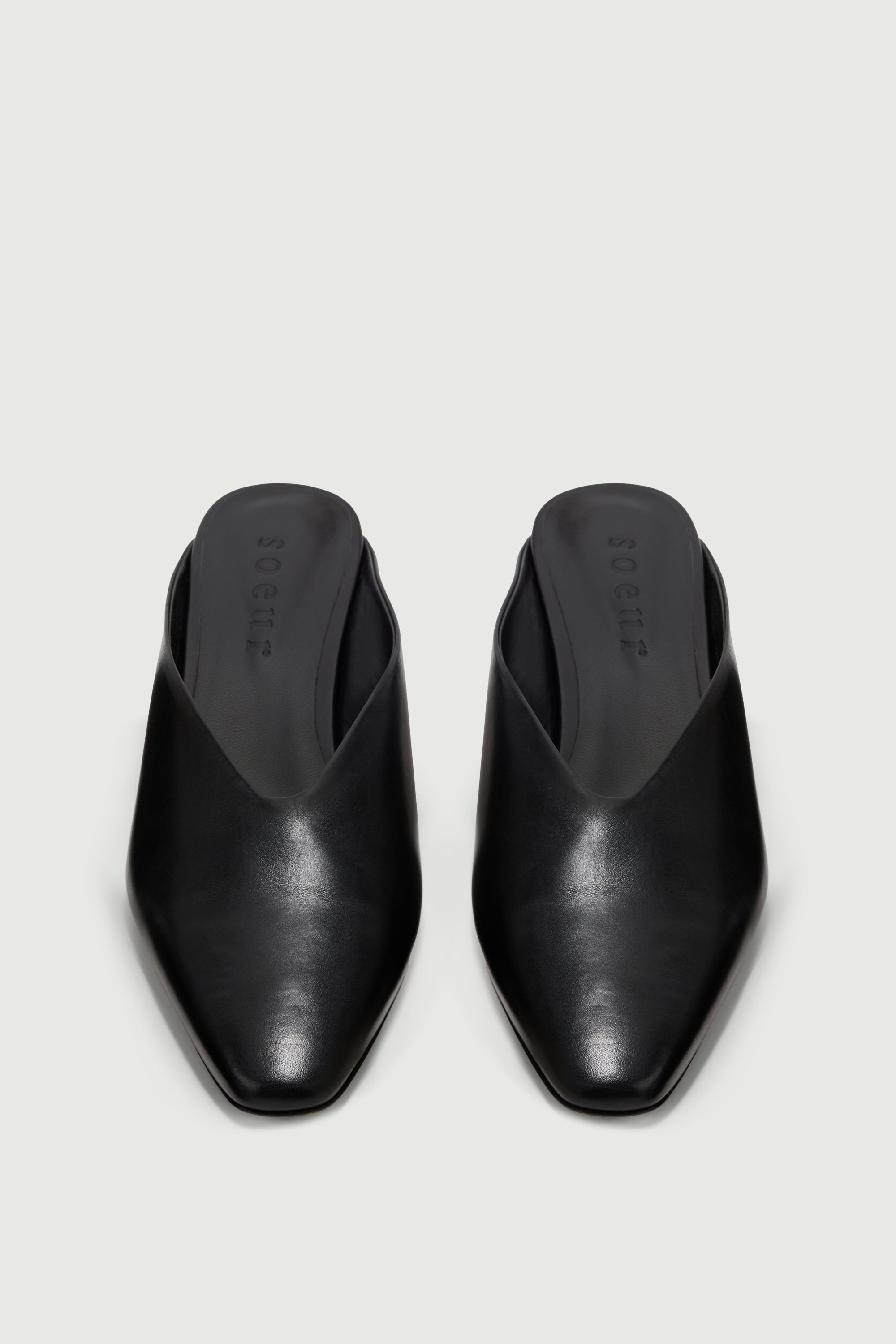 Mules Amalie - Black Heeled Leather - Soeur