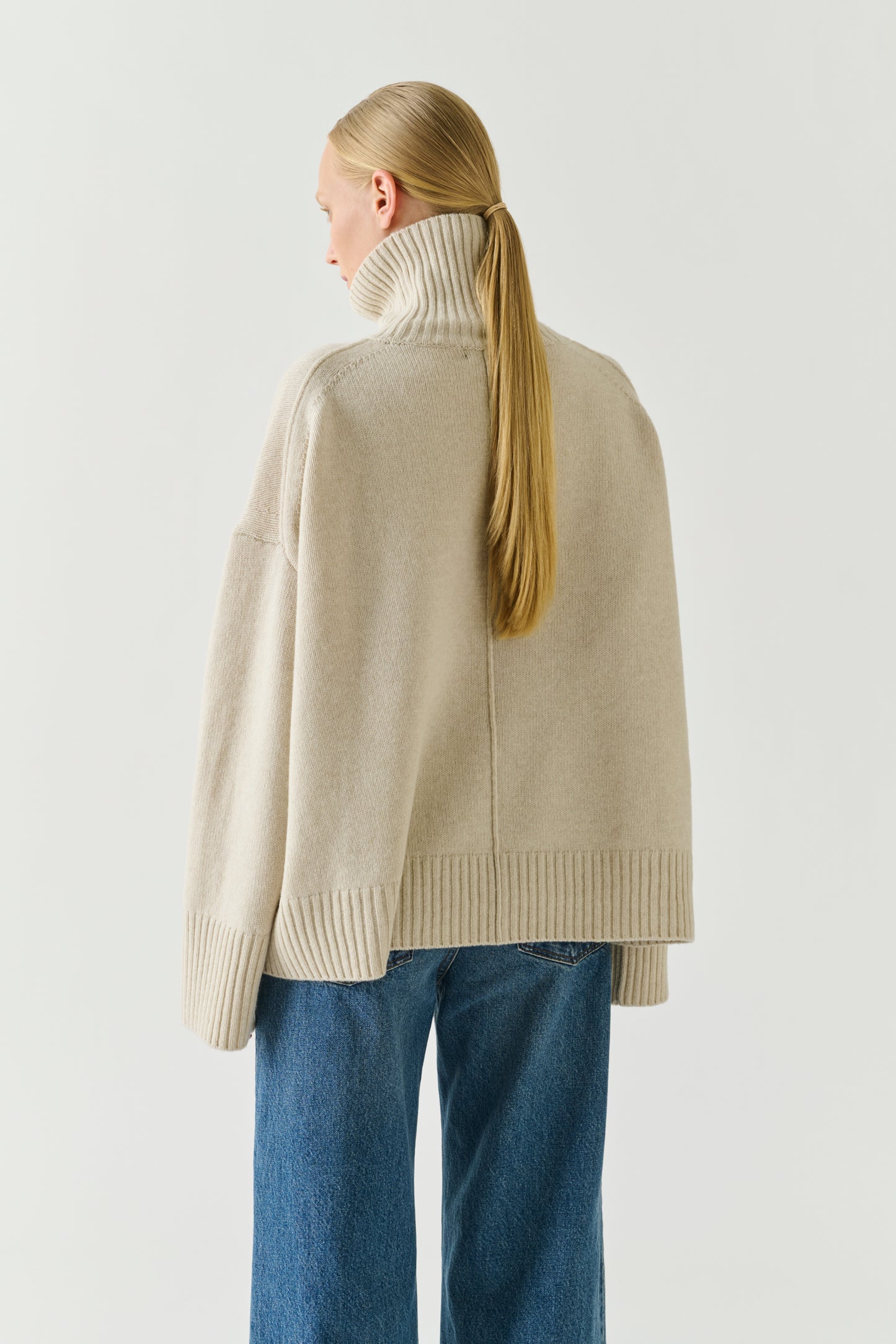 Pull William - Écru Chiné Laine Mérinos Col Montant - Soeur