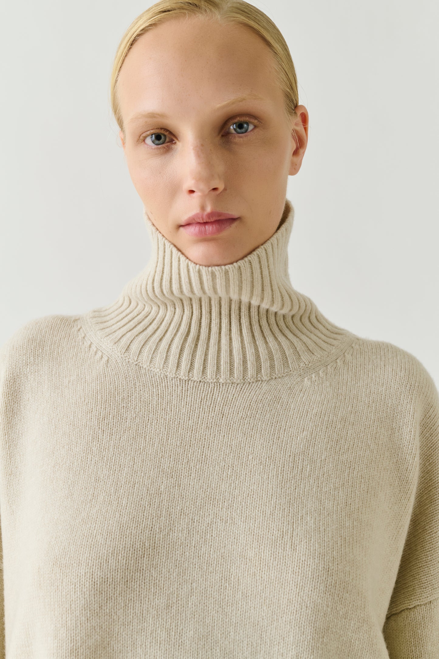 Pull William - Écru Chiné Laine Mérinos Col Montant - Soeur