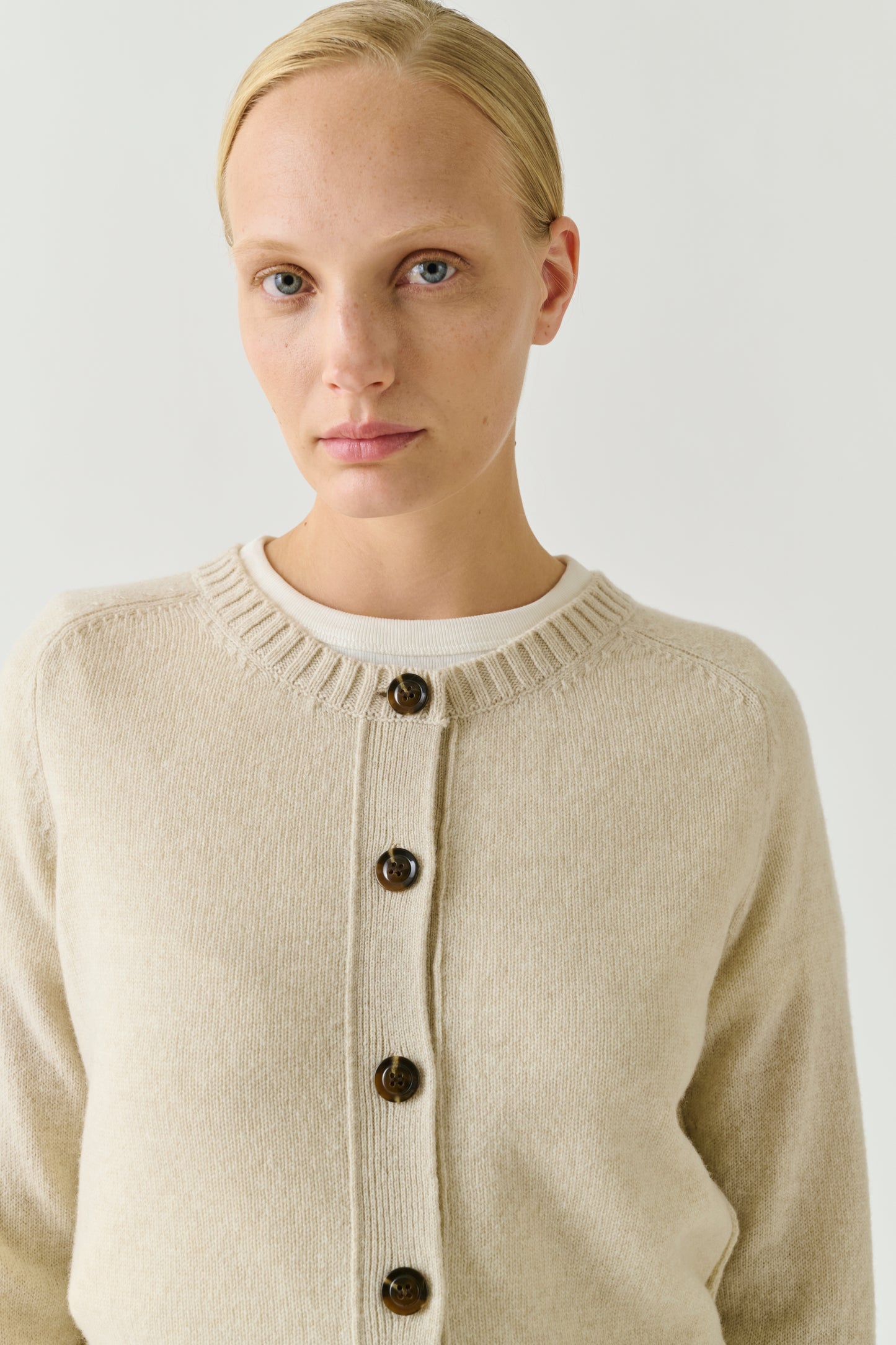 Virginia Cardigan - Écru Chiné - Merino Wool - Women