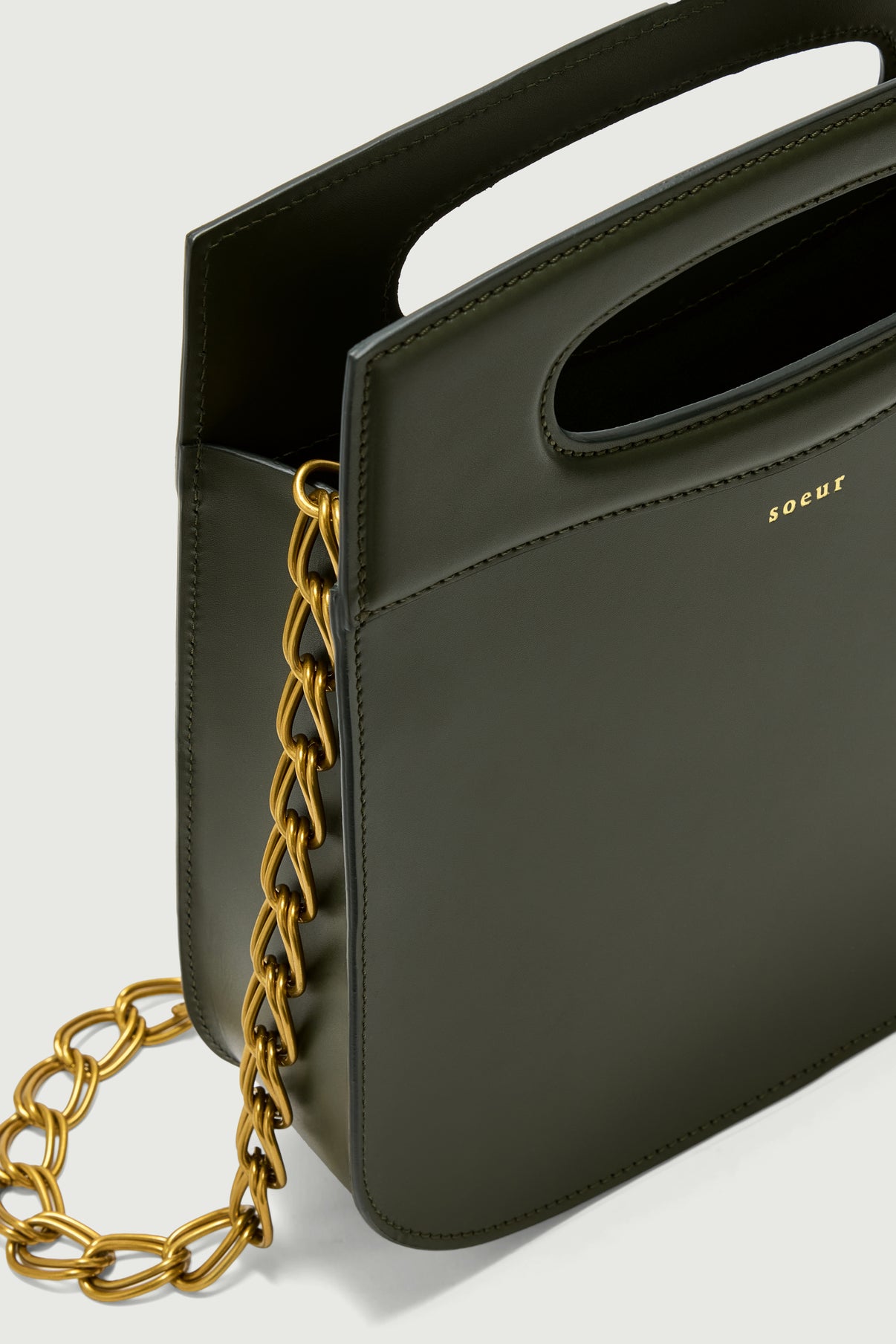 Sac Cheri - Vert Militaire - Cuir - Femme vue 4