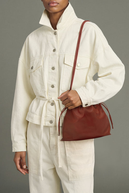 Sac Suzette - Rouge Cuir Souple Froncé - Soeur