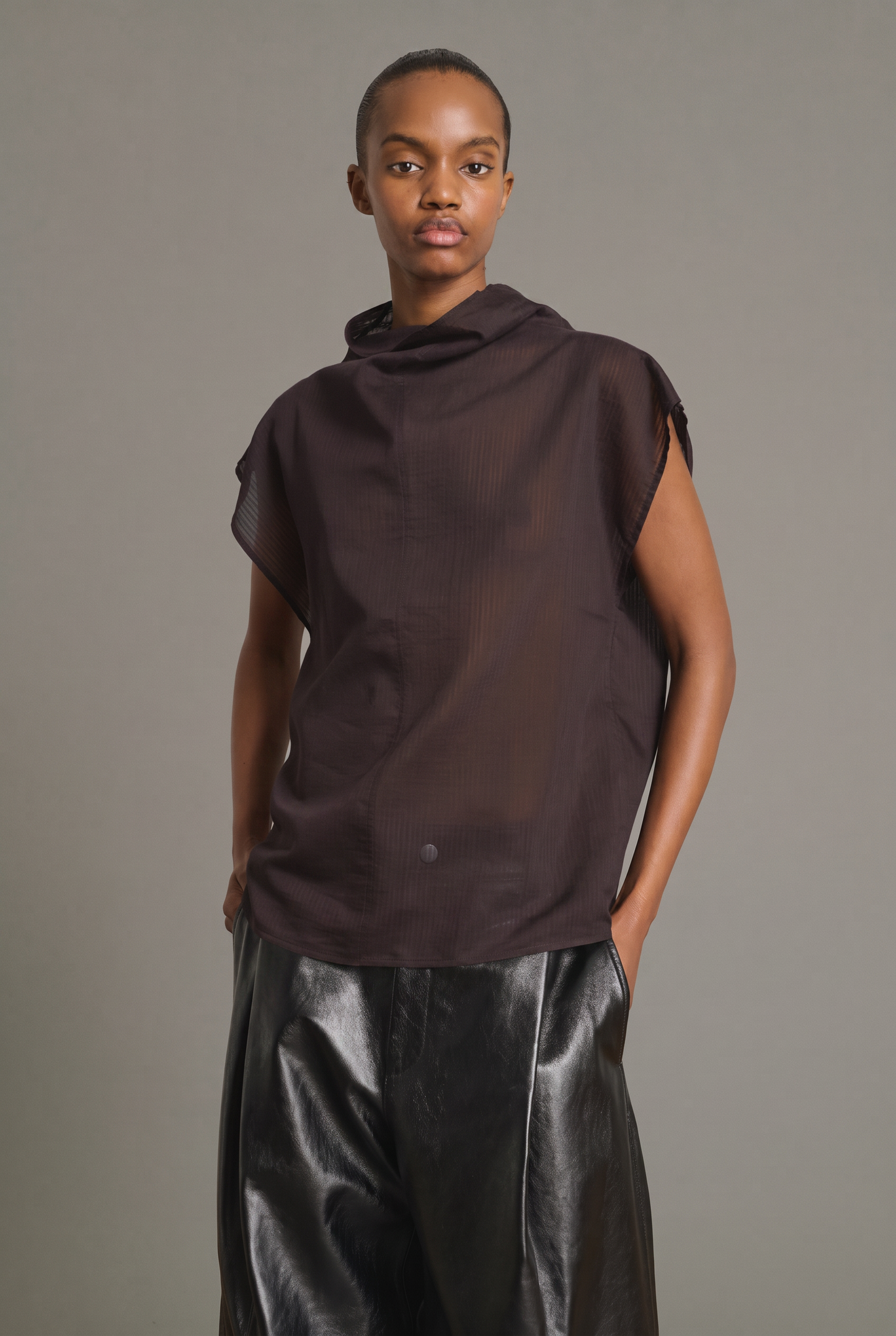 Blouse Izumi - Figue/Marron Coton biologique Sans Manches - Soeur