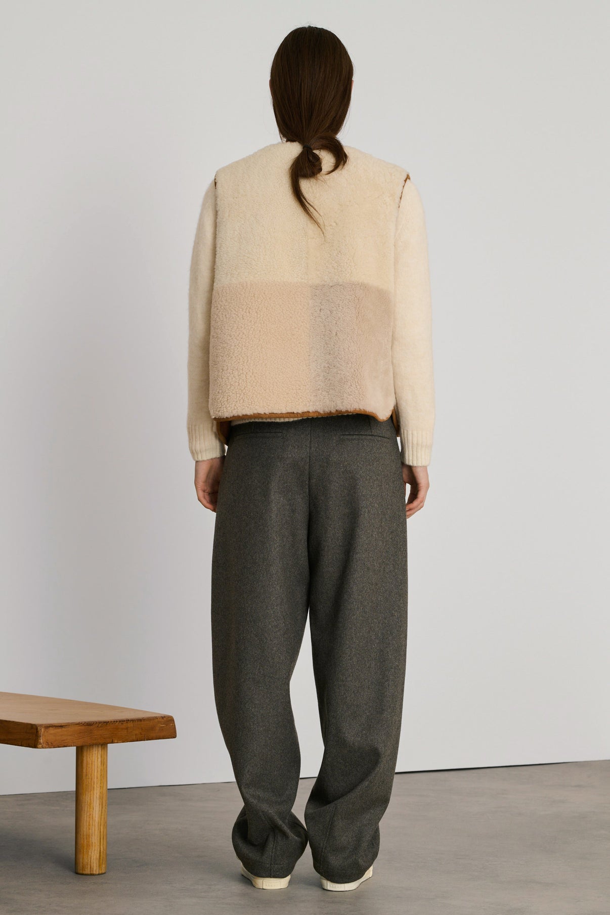 Gilet Réversible Sans Manches Vinh - Ecru/Beige - Cuir - Femme vue 3